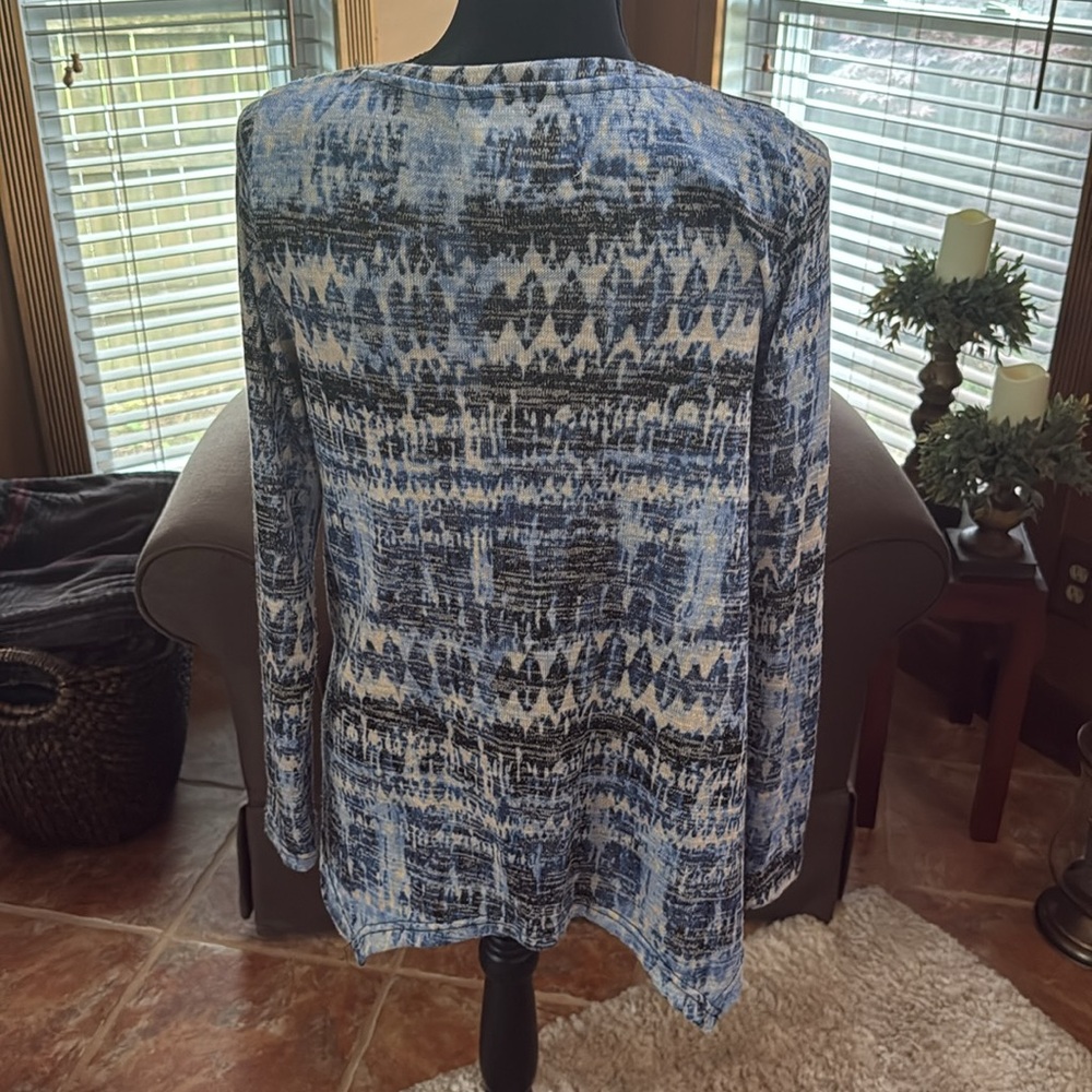 French Laundry Blue Patterned Lace-Up Top - Picture 4 of 4